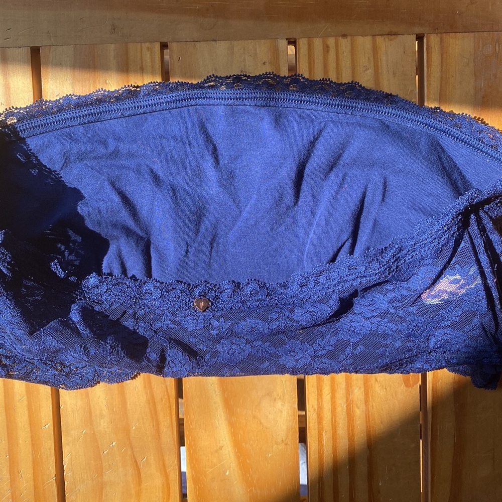 🦋 Victoria’s Secret PINK, Size Large, Color Blue, Floral Pattern, Lace Bandeau - Picture 6 of 7